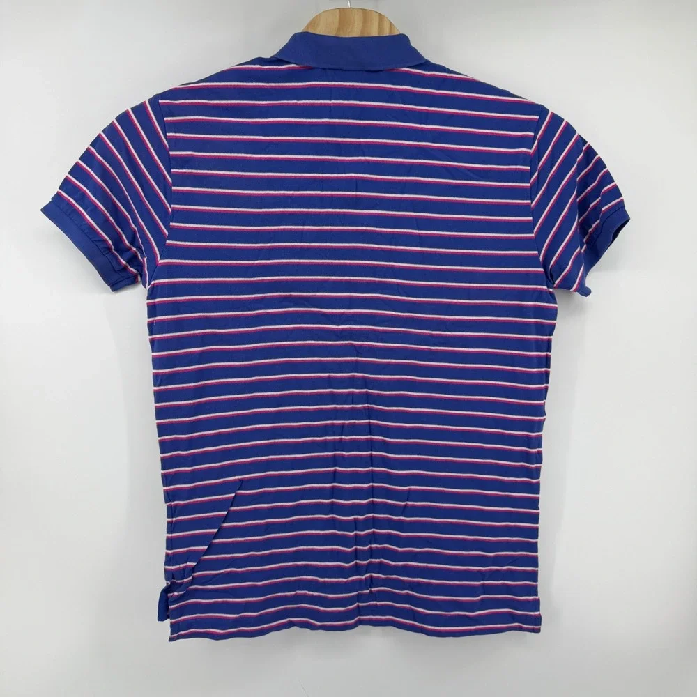 Polo Ralph Lauren Mens Large Pima Cotton Striped Polo Shirt Blue Pink White